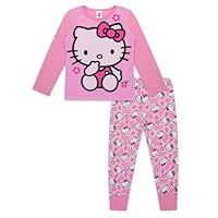 Hello Kitty Girls Pyjamas | Kids Pink Long Sleeve Cotton PJs Set | Official Nightwear | Gifts For Older Girls