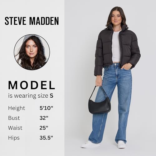 Steve Madden Cropped Puffer Jacket, Warm Winter Coats for Women, Trendy Cute Winter Jackets for Women2