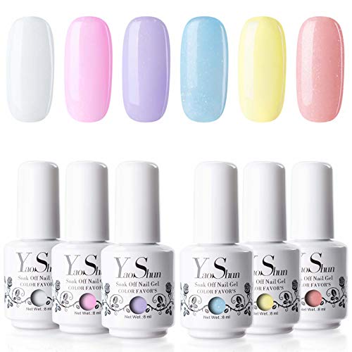 Vernis à Ongles Gel - Y&S UV LED Vernis Gel Semi Permanent Soak Off Manucure Nail Art Cadeau Kit, 6 Couleurs X 8ml, Lot Rêve Rose