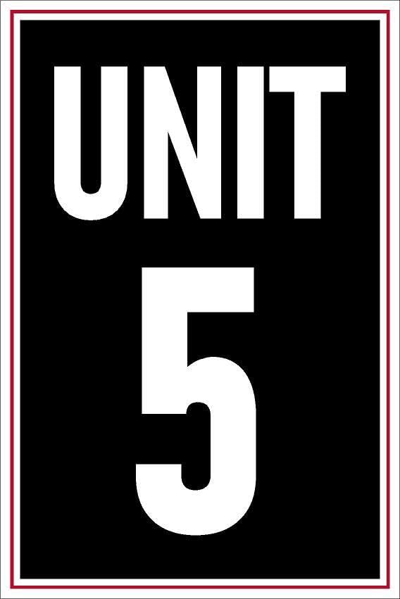 Unit 5, black and red safety sign - 1mm flexible Plastic sign (400mm x 300mm)