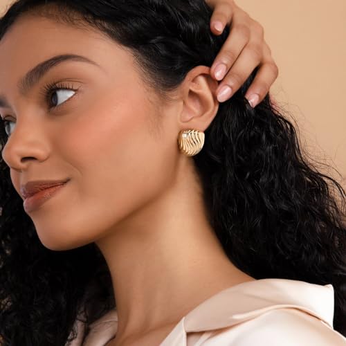 Polished Twisted Stud Earrings for Women Gold Silver Chunky Studs Earrings for Birthday Jewelry3