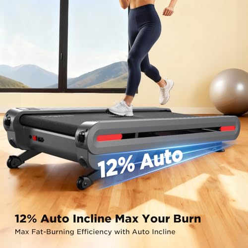Image of Jogwell Walking Pad Treadmill with 12% /20% Auto Incline, 3.5HP Brushless Ultra-Quiet, Under Desk Treadmill for Home Office, 400 LBS Capacity, 30% Wider Deck, Vertical Storage