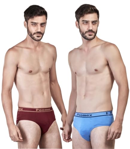 Image of Poomex Men's Cotton Briefs - Pack of 2 (Assorted Colours)