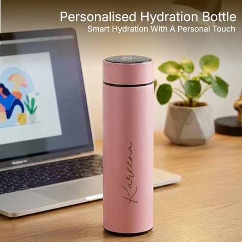 Image of fnp Personalized Smart Temperature Display Water Bottle | Leakproof Reusable Drinking Bottle for Office, Travel, Gifting & Daily Use (Pink)
