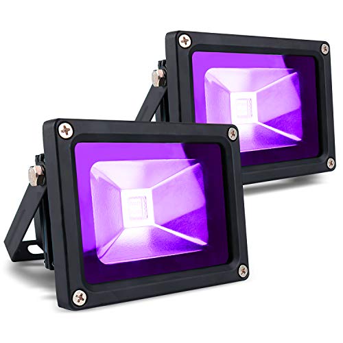 Degruand 10W 2 Pcs LED Black Light,Blacklight Flood Light with Plug,IP65 Waterproof,Light Up 20x20FT Area,Wire1.5M/4.92FT, for Glow Party Halloween Bedroom Neon Glow LANFU