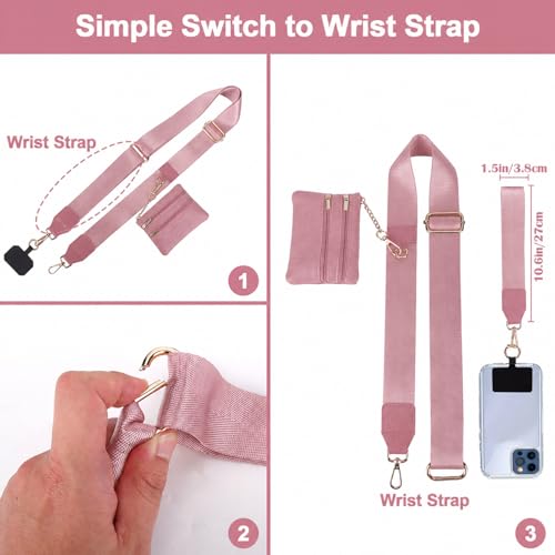 Image of XANGNIER Clip and Go Strap for Phone with Wallet Crossbody, Phone Strap with Zippered Wallet, Adjustable Anti Theft Cellphone Lanyard for Women, Cellphone Chain Accessories,Multicolor 26