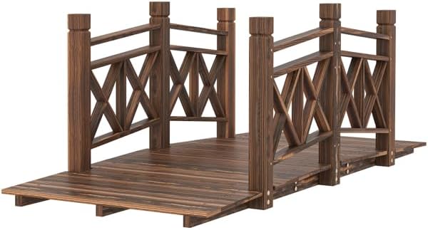 4.7ft Garden Bridge Arc Wood Footbridge Decorative Pond Bridge