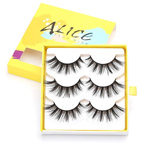 ALICE False Eyelashes 3D Faux Mink Wispy Lashes 3 Pairs