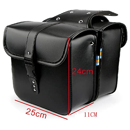 Alforjas para motocicleta, par de alforjas laterales impermeables de cuero sintético para modificación de vehículos, bolsas colgantes para motos y deportes motorizados (negro) miniatura 2