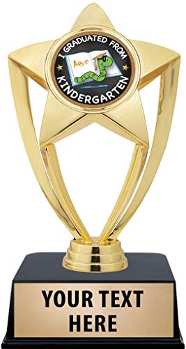 Crown Awards Kindergarten Graduation Trophies with Custom Engraving, 6" Personalized Kids Graduation Trophy On Black Base 1 Pack Prime