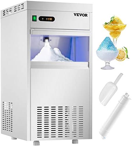 VEVOR 110V Commercial Snowflake Ice Maker 220LBS/24H, ETL Approved Food Grade Stainless Steel Flake Ice Machine Freestanding Flake Ice Maker for Seafood Restaurant, Scoop Included