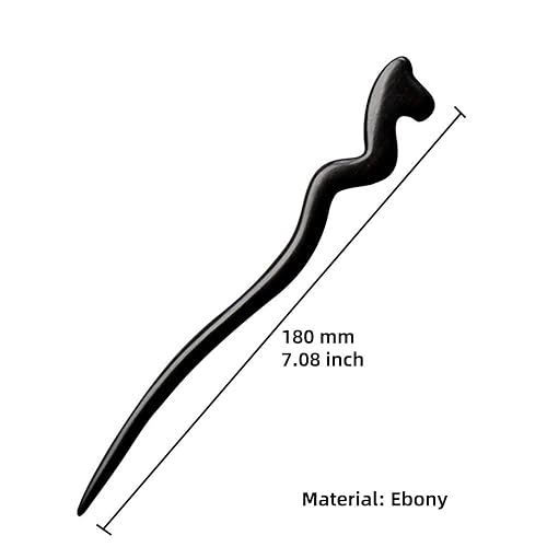 Miniatura 7 de CHOISBEING Palillos de ébano tallados para mujer, 7.08 pulgadas, horquilla de madera china para cabello largo, palillos para moños, hecho a mano,