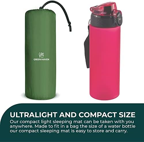 Green Haven Ultra-light Inflating Camping Mat | Sleeping Mat with Built-in Camping Pillow | Waterproof Inflatable Sleeping Mats Camping Roll Mat | Sleeping Pad for Hiking, Camping & More (Green)