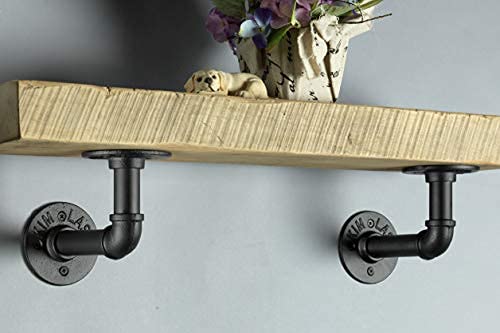 Industrial Iron Pipe Shelving Brackets, Pipe Shelf Brackets, Pipe Shelves - Elbow (2-Pack, Black) #TOP5