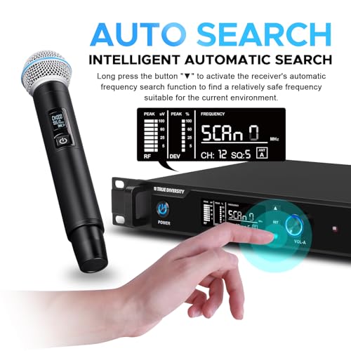 image for Froket Wireless Microphone System - Pro UHF Automatic Search Dual Chan