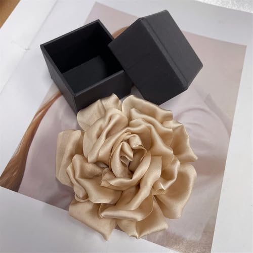 Image of Dainty Peony Rose Flower Brooches Lapel Pins Delicate Elegant Fabric Flowers Brooch Pin for Women Flower Corsage for Wedding Party Accessories Jewelry Gifts100mm