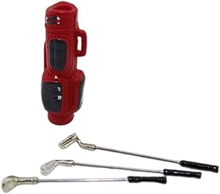 KUYYFDS Doll House Golf Clubs, Miniature 1:12 Scale Outdoor Accessory Golf Bag Clubs Golf Bucket Miniature Model, Red Accessories