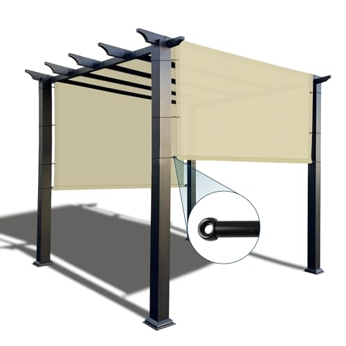 COARBOR 12'x18' Outdoor Pergola Universal Replacement Shade Cover Canopy with Grommets Weight Rods Shade Screen Panel for Patio Deck Backyard Gazebo Pergola Porch Beige