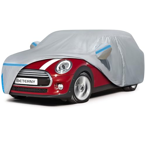 Image of Car Cover for 2002-2025 Mini Cooper 2 Door, Waterproof Custom-fit All Weather Sun Rain UV Dust Snow Protection Windproof Outdoor Full Car Cover with Door Zipper and Cotton Lining-Grey