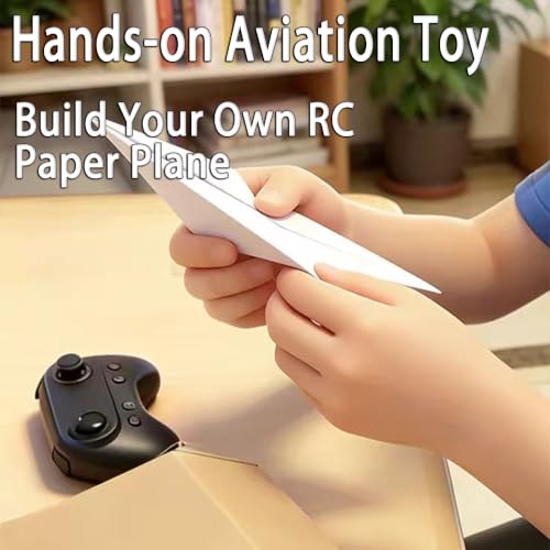 Image of CRILEAL 2 PCS DIY RC Paper Airplane Kit with Gyro Stabilizer, Electric Remote Control Plane, Foldable Fixed Wing Aircraft, Lightweight Easy-to-Fly STEM Toy for Kids, Teens and Adults