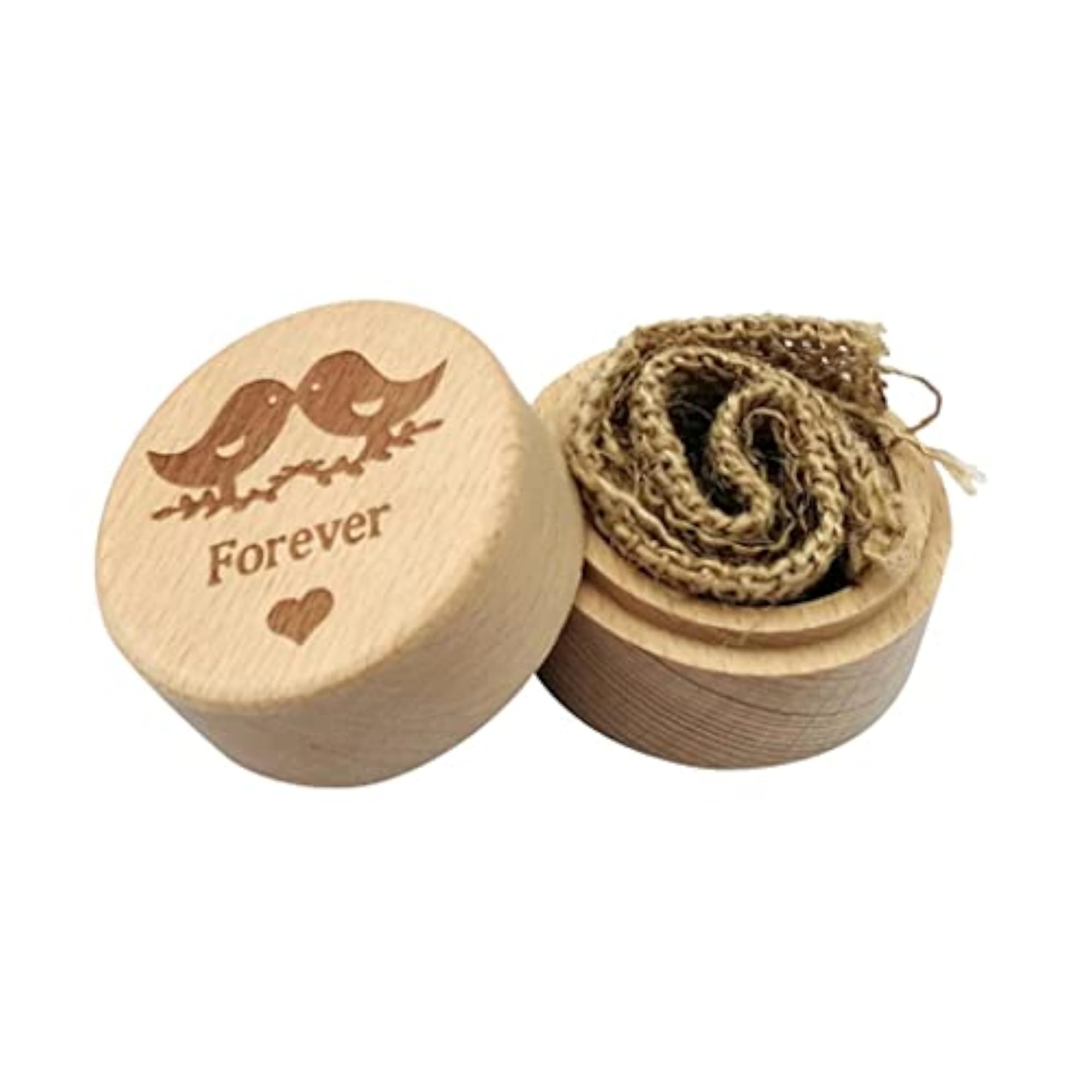 Wedding Wooden Ring Box with Couple Birds Design
