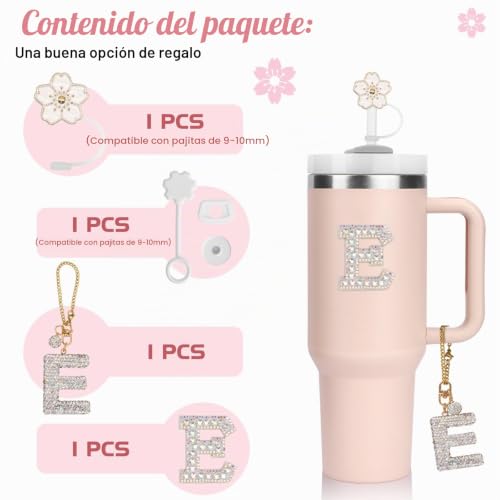 Miniatura 7 de 6pcs Accesorios Personalizados Para Stanley Cup,Fundas De Pajitas,Decoración De Iniciales, Pegatinas De Letras,Encantos De Letras Para Vaso Stanley Y Ttapón Antiderrame Para Stanley Cup E