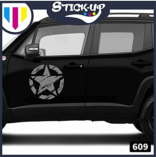 Kit Adesivi-2 Pezzi Stella Militare Vintage Grigio...