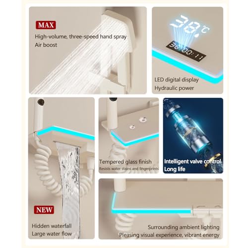 Système Douche Apparent avec Pommeau Douche Double et Kit Mural