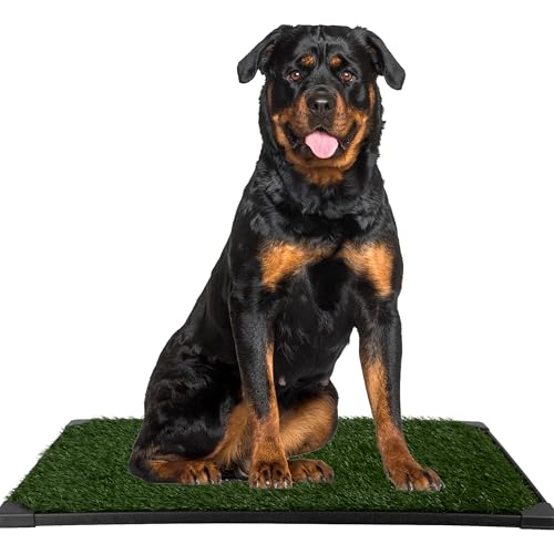 Image of Artificial Grass Puppy Pee Pad for Dogs and Small Pets - Set of Three 41x27 Inch, Reusable 4-Layer Turf Pads for Dogs - Indoor and Outdoor Fake Grass Potty Pet Supplies by PETMAKER