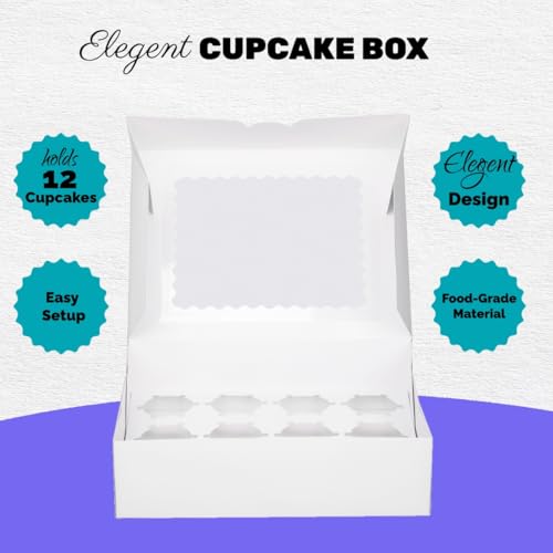 LONGTEAM 12 Holders Cupcake Boxes, 3-Set Cupcake Container with Window Transport Holders Holding 36 pastry Box for Birthday, Holiday, Party Bakery Supplies (White-3 Sets) - Image 2