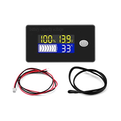 VOKTTA Battery Capacity Voltage Monitor with Alarm and Temperature Sensor -19~80℃ 12V 24V 36V 48V 60V 72V for Lithium battery, lead-acid battery Cover
