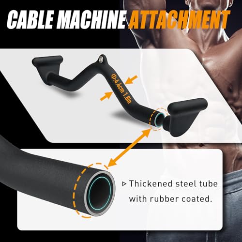 Image of BLUSLM Lat Pull Down Bar T bar Row Attachment, V Bar Tricep Lat Pulldown Attachments, Back Strength Training Bar for Home Gym Exercise Cable Machine Attachments