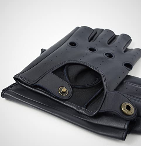 Image of YISEVEN Men's Fingerless Lambskin Leather Gloves
