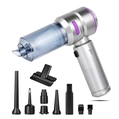 Romon Aspirador de Mano, Aspiradora de Mano 4 En 1 Mini Aspirador Coche Potente Portátil Recargable 16000PA Aspiradora De sin Cable Coche Potente Pequeña Aspirador Sofa para Coche Hogar Limpieza