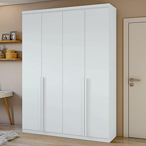 Guarda Roupa Solteiro 4 Portas 2 Gavetas Alonzo Móveis Lopas Branco