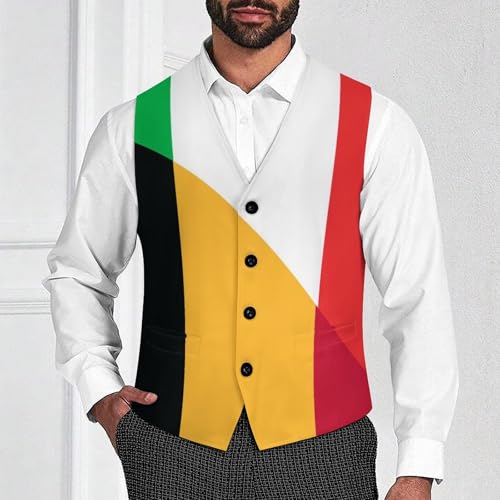 Italy And Belgium Flag Trendy Vest Suit for Men V Neck Formal Dress Waistcoat Vests Business Slim Fit4