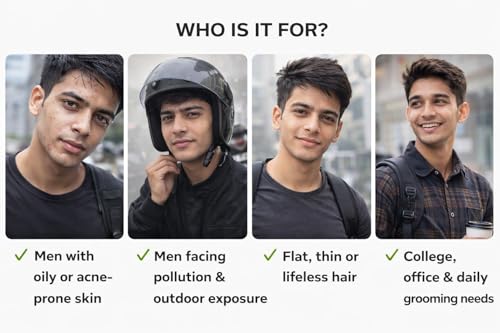 Image of Men's Daily Grooming Combo - Sea Salt Texturizing Hair Spray (100ml) + Activated Charcoal Face Wash (100ml) | Oil Control, Pollution Defense | No Paraben, No Silicone | For Oily Skin & Flat Hair