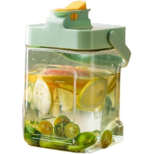 KQQK冷水筒 麦茶ポット ピッチャー 蓋付き お茶ポット プラスチック水差し ドリンクサーバー ウォーターボトル 横置き 耐熱 漏れない ウオーターサーバー 冷水ボトル ティーポット 洗いやすい 冷蔵庫 夏アイテム (2.3L)
