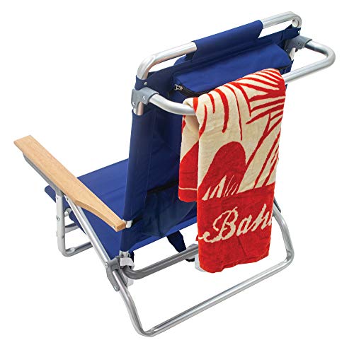 Image of Tommy Bahama 5-Position Lay Flat Beach Chair, Navy, 2-Pack