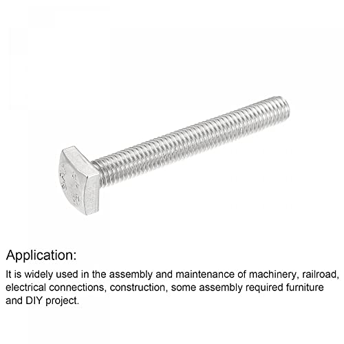 Image of uxcell Square Head Bolt, 5pcs M8x60mm Fully Thread 304 Stainless Steel Grade C Square Machine Screws