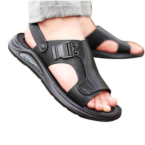 Open Toe Sandals for Men Fashion Leather Outdoor Sandal Casual Slip on Breathable Hiking Beach Slippers Walking Footwear3