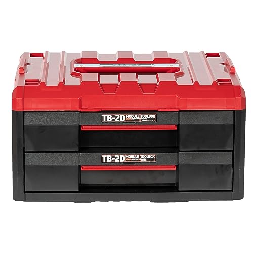 SHUTER ABS Tool Box, Drawer, 2 Tiers, Tool Chest, Tool Box, Storage Case, Stacking, Power Tool Storage, One-Touch Side Latch, 16.5 x 13.3 x 9.2 inches (42 x 33.8 x 23.2 cm) (TB-2D (2 Tiers))