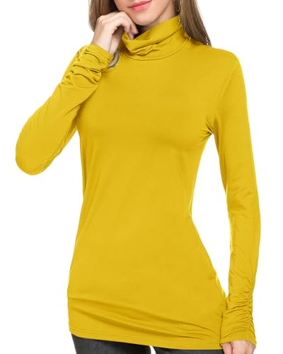 Womens Mock Turtleneck Tops Long Sleeve Fleece Lined Lightweight Thermal Base Layer