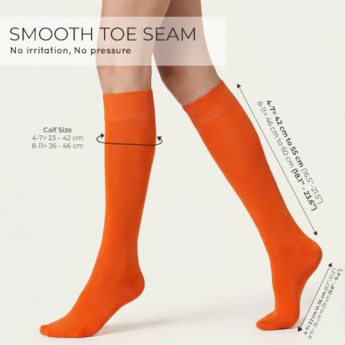 Image of Mysocks Knee High Socks for Women Men Combed Cotton Seamless Toe Tall Long High Socks