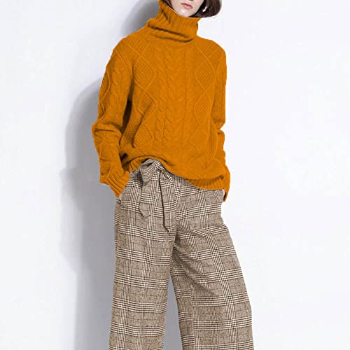 Image of Wool Sweaters Women's Turtleneck Pullover Female Loose Long Sleeve Tops Winter Thick Knitted Jumper