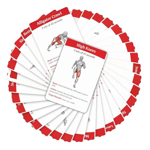Übungskartenspiel, Fitness-Leitfaden (evtl. nicht in deutscher Sprache), für Frauen, Männer, Zuhause, Fitnessstudio, Outdoor-Aktivitäten