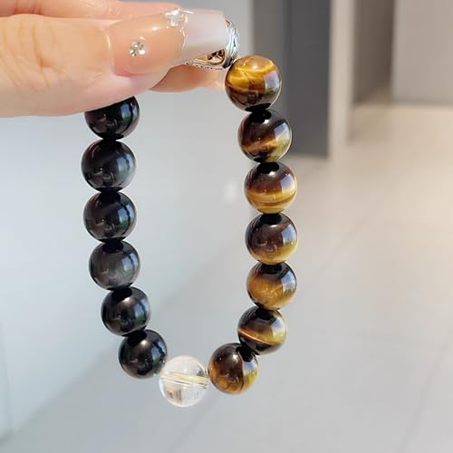 Pulsera de cristal y cuentas de obsidiana elástica para regalos 2
