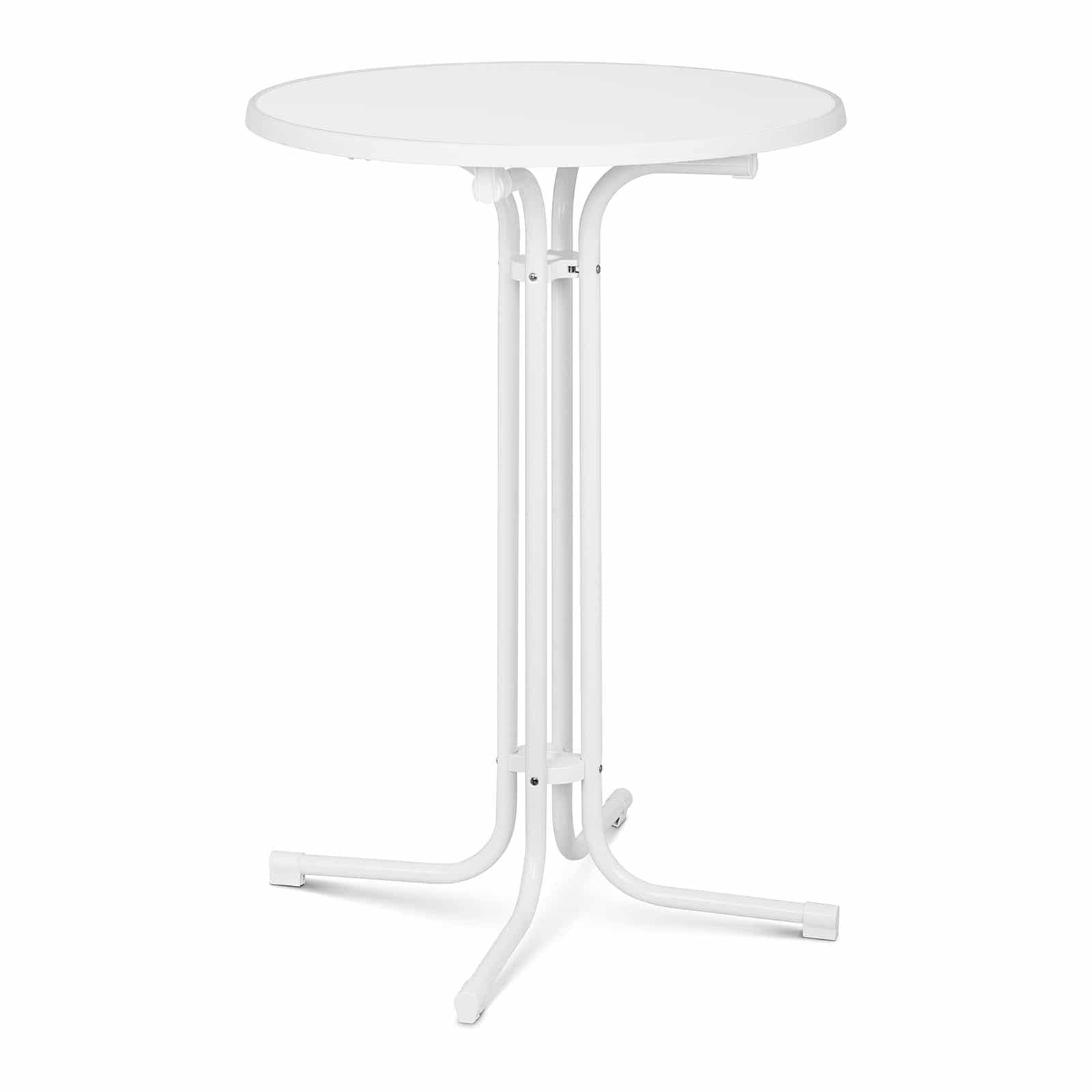 Royal Catering Table Haute Pliante Ø80 cm Hauteur 110 cm Pieds Réglables Acier et Contreplaqué Revêtu De Plastique Blanc Mange-Debout Rond Table de Bistro Jardin Terasse Extérieur Table de Bar