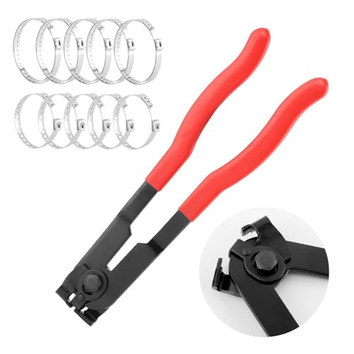 CALIDAKA CV Boot Clamp Tool, 10pcs CV Boot Clamps, Adjustable, For Most Cars, Trucks & SUVs