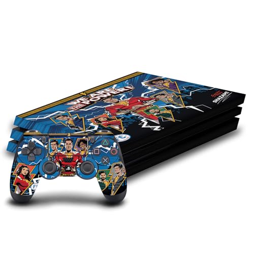 Skin vinyle PS4 Pro Shazam pour masquer les rayures de console et manette